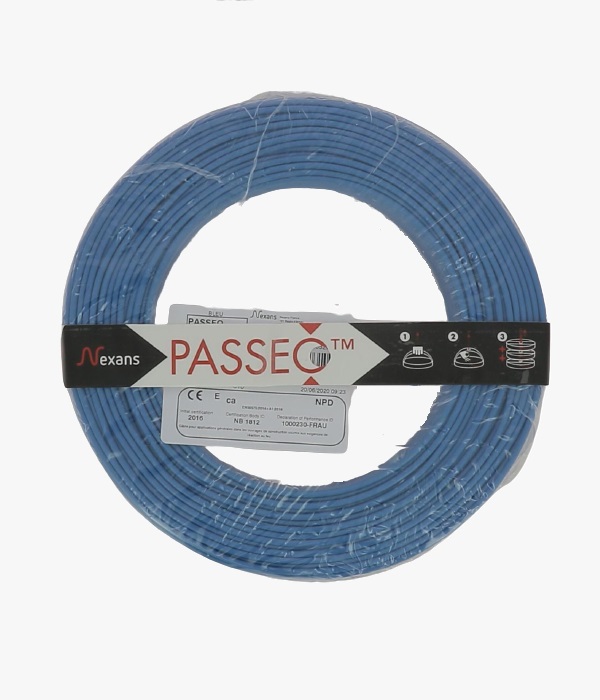 Nexans - Fil Rigide H07V-U Passeo 1x2.5 Bleu - Rouleau de 100 m