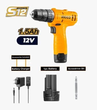 Perceuse Sans Fil au Lithium-ion 12V - INGCO CDLI12415 - 0-600 tr/min + 1 batterie 1.5Ah