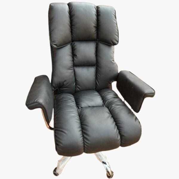 Chaise de Bureau Ergonomique - Fauteuil inclinable - Cuir Noir